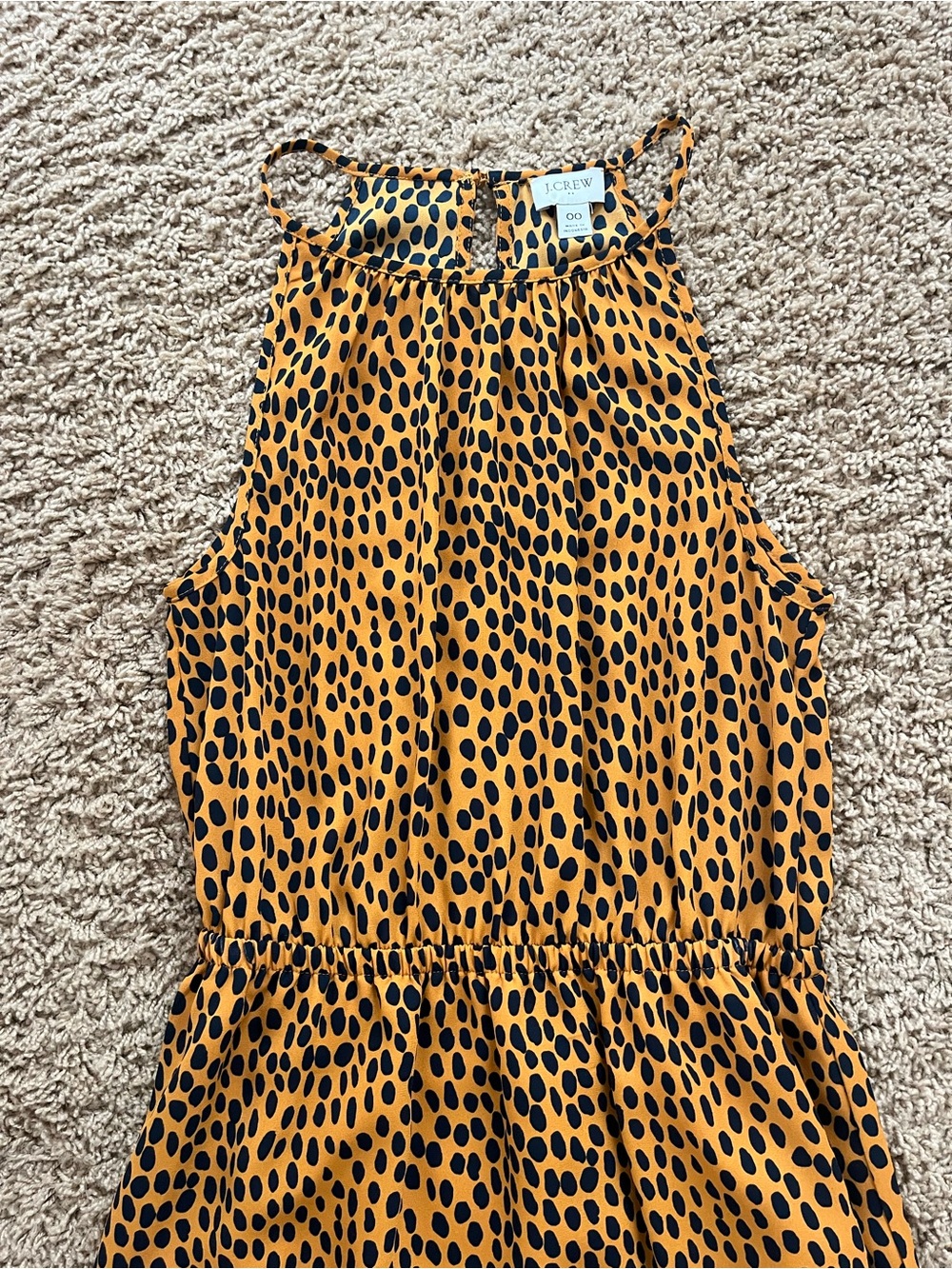 J.Crew Spotted Halter Midi Dress in Mustard & Navy
